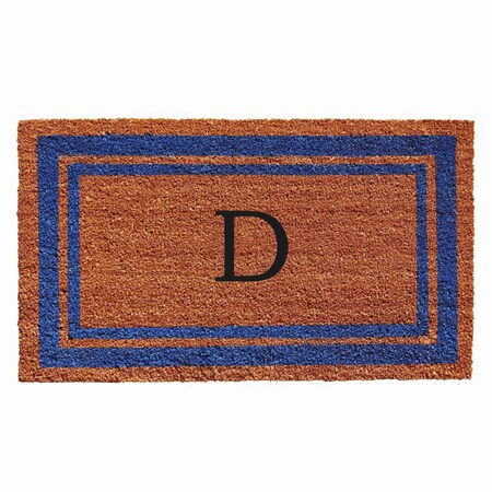 Monogram Door Mat, Natural, Blue, 18 in W x 30 in L